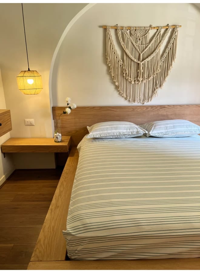 Bcomfort GREEN RIBBED Printed Cotton Fitted Bedsheet Set - Image 2